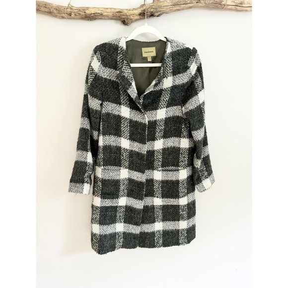 Bandolera Jackets & Blazers - Bandolera Plaid Wool Blend Coatigan Womens Size Medium Grey White